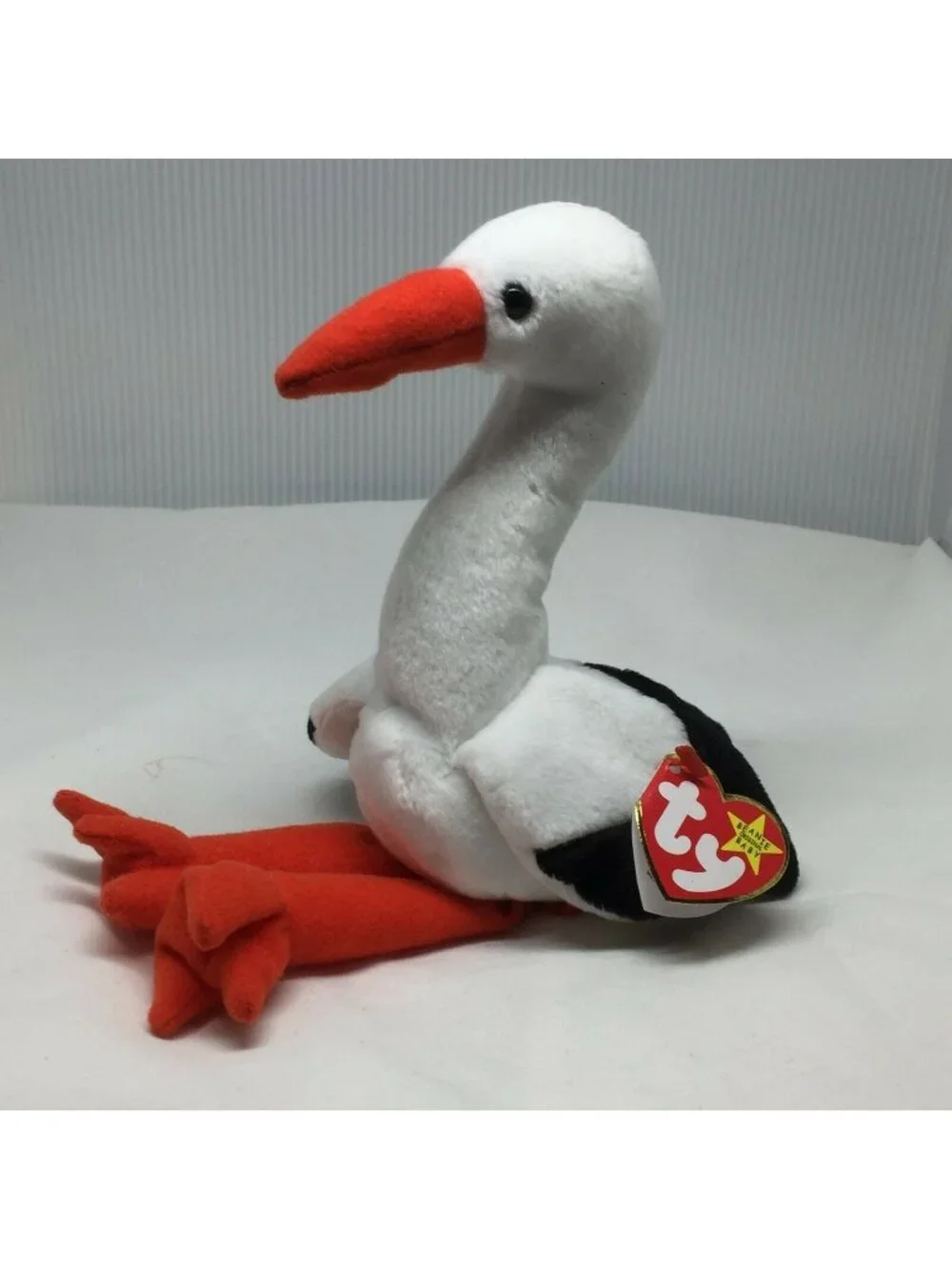 Ty Beanie Baby Stilts Plush Stork 1998 White Black Orange Retired Stuffed Animal